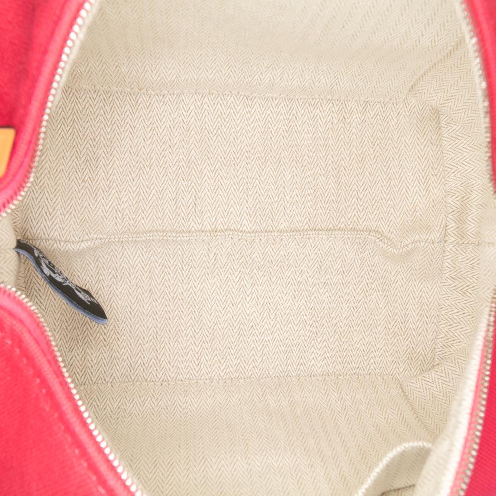 Hermès B Hermès Pink Dark Pink with Red Dark Red Canvas Fabric Small Toile Bride A Brac Case France