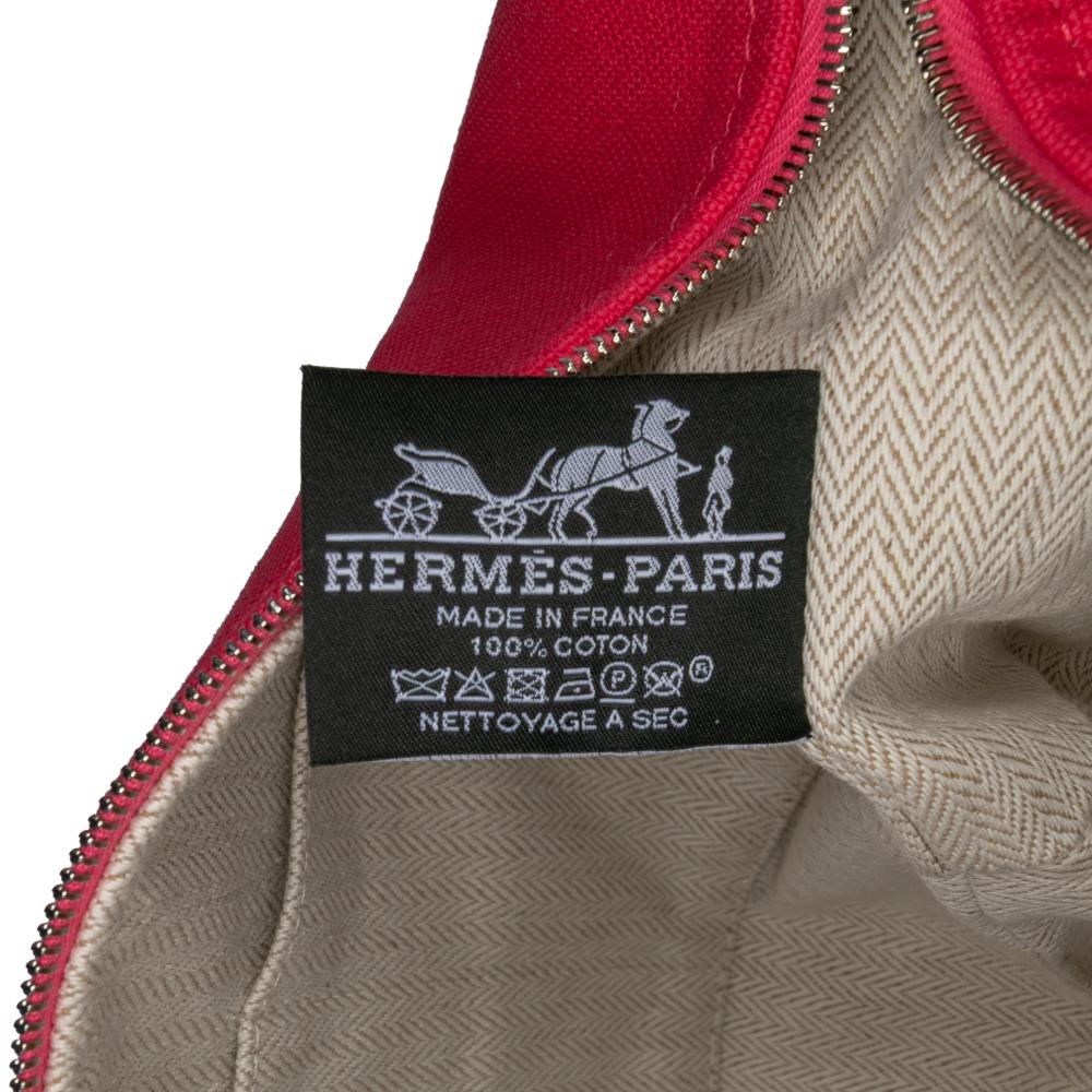 Hermès B Hermès Pink Dark Pink with Red Dark Red Canvas Fabric Small Toile Bride A Brac Case France