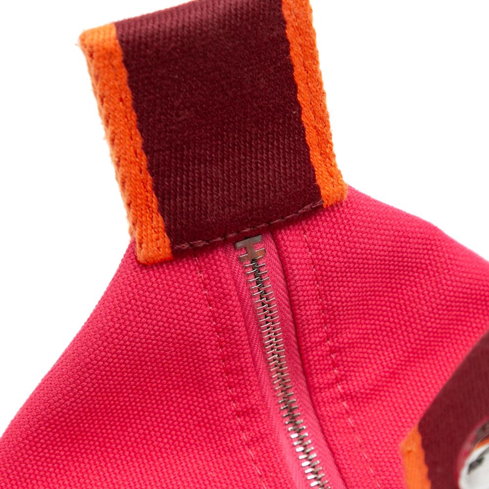 Hermès B Hermès Pink Dark Pink with Red Dark Red Canvas Fabric Small Toile Bride A Brac Case France