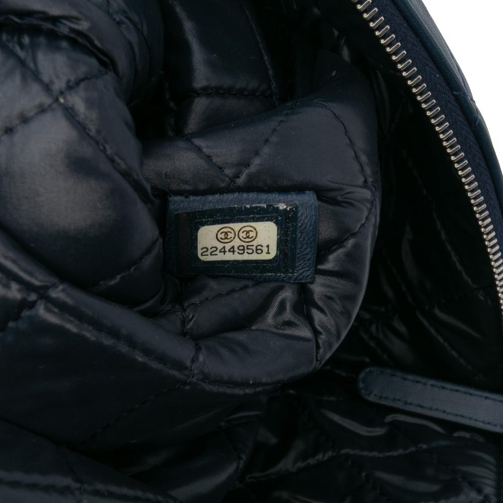 Chanel AB Chanel Blue Dark Blue Lambskin Leather Leather Large Quilted Lambskin O Case Clutch Italy