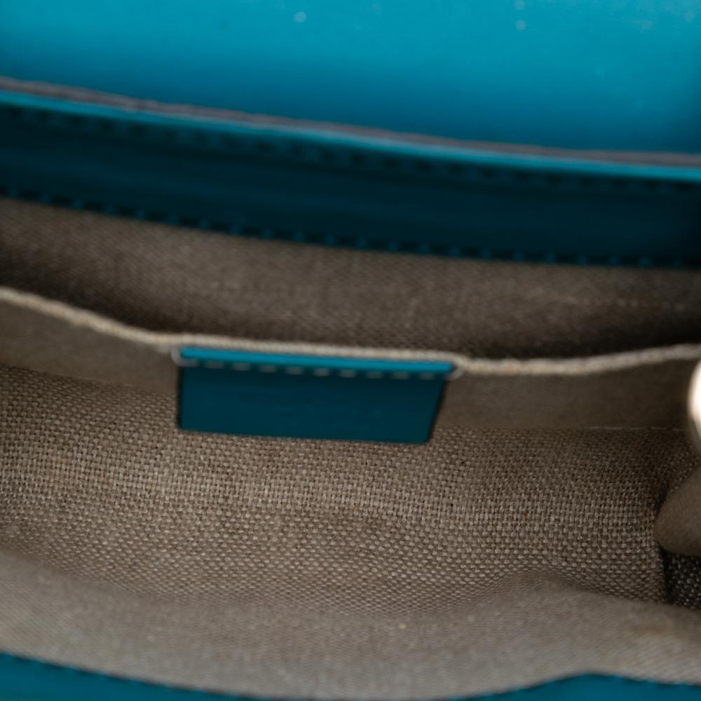 Gucci B Gucci Blue Peacock Calf Leather Mini Microguccissima Emily Crossbody Italy