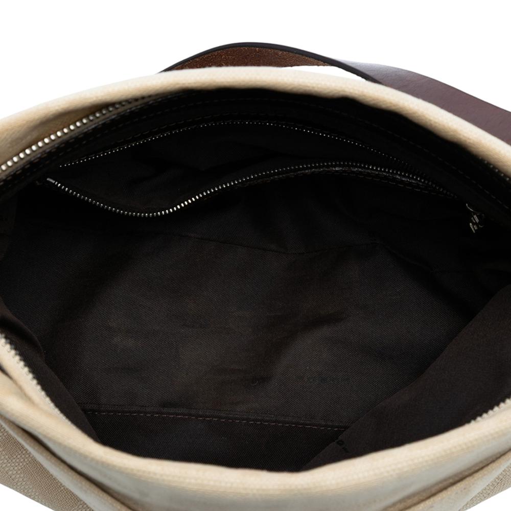 Fendi B Fendi Brown Beige Canvas Fabric Zucca Shoulder Bag Italy