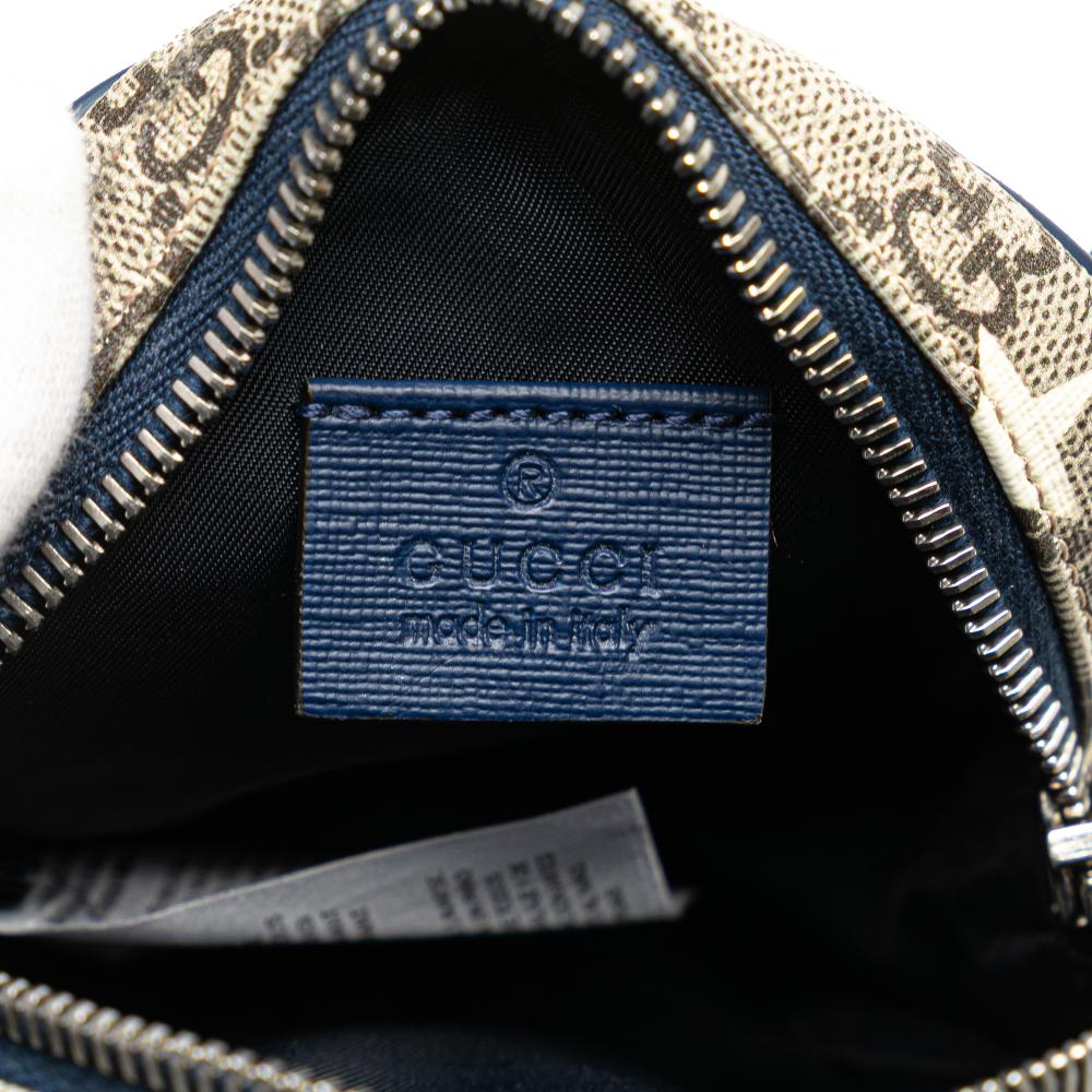 Gucci AB Gucci Brown Beige Coated Canvas Fabric Kids GG Supreme Stars Web Belt Bag Italy