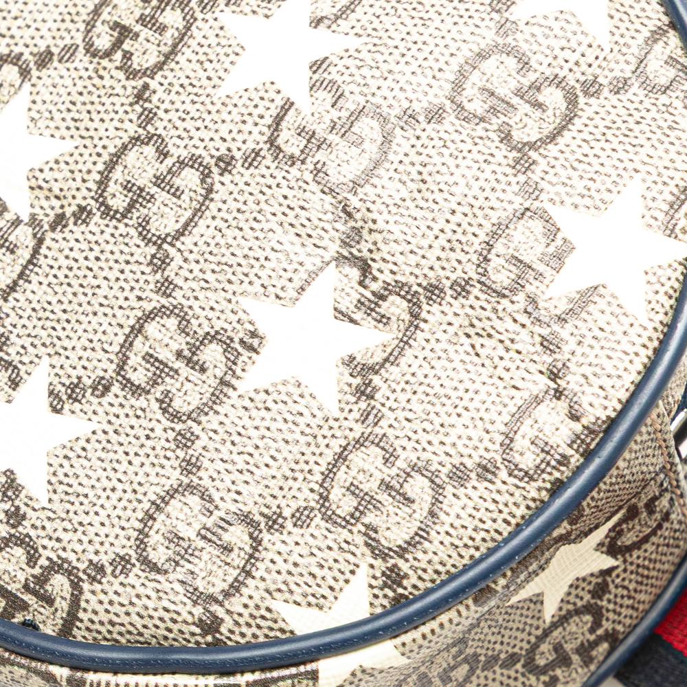 Gucci AB Gucci Brown Beige Coated Canvas Fabric Kids GG Supreme Stars Web Belt Bag Italy