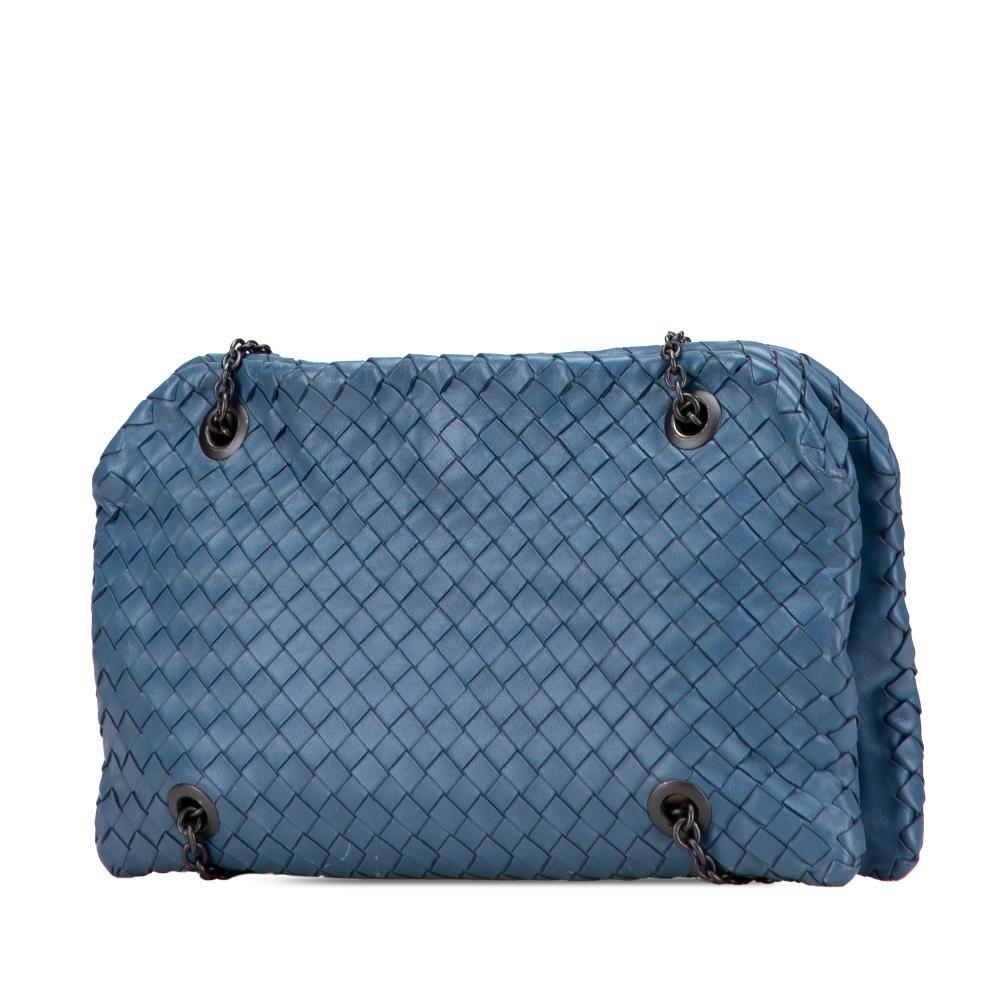 Bottega Veneta B Bottega Veneta Blue Nappa Leather Leather Nappa Intrecciato Duo Shoulder Bag Italy