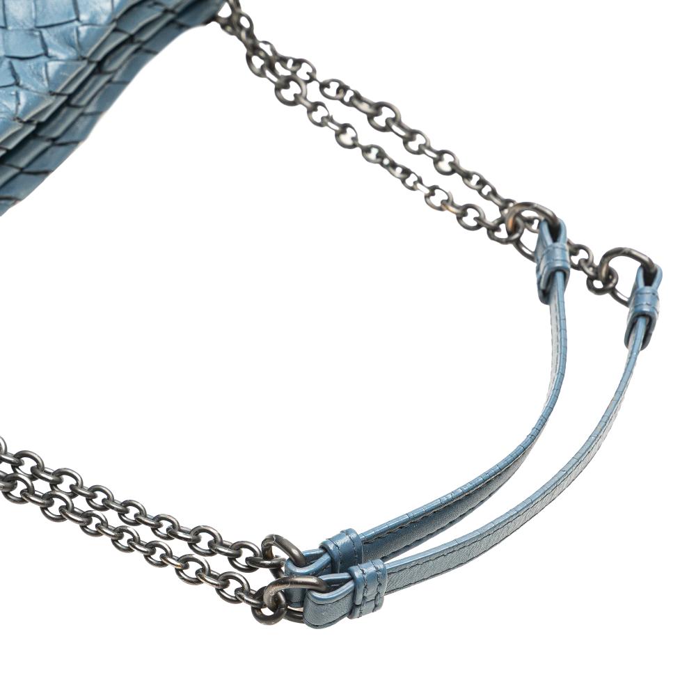 Bottega Veneta B Bottega Veneta Blue Nappa Leather Leather Nappa Intrecciato Duo Shoulder Bag Italy