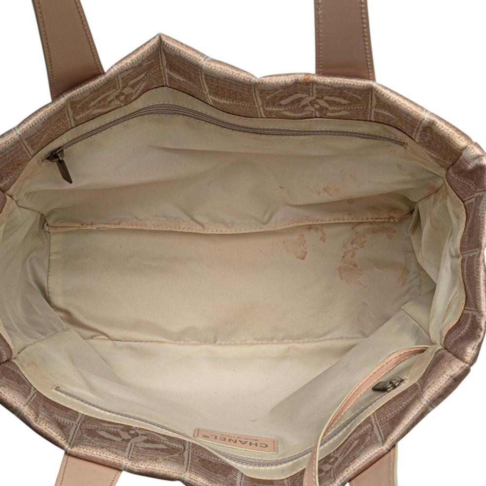 Chanel B Chanel Brown Beige Nylon Fabric New Travel Line Tote Italy