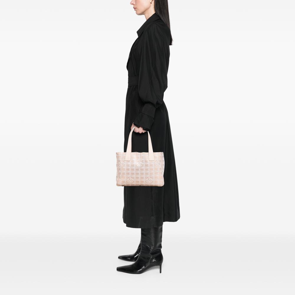 Chanel B Chanel Brown Beige Nylon Fabric New Travel Line Tote Italy