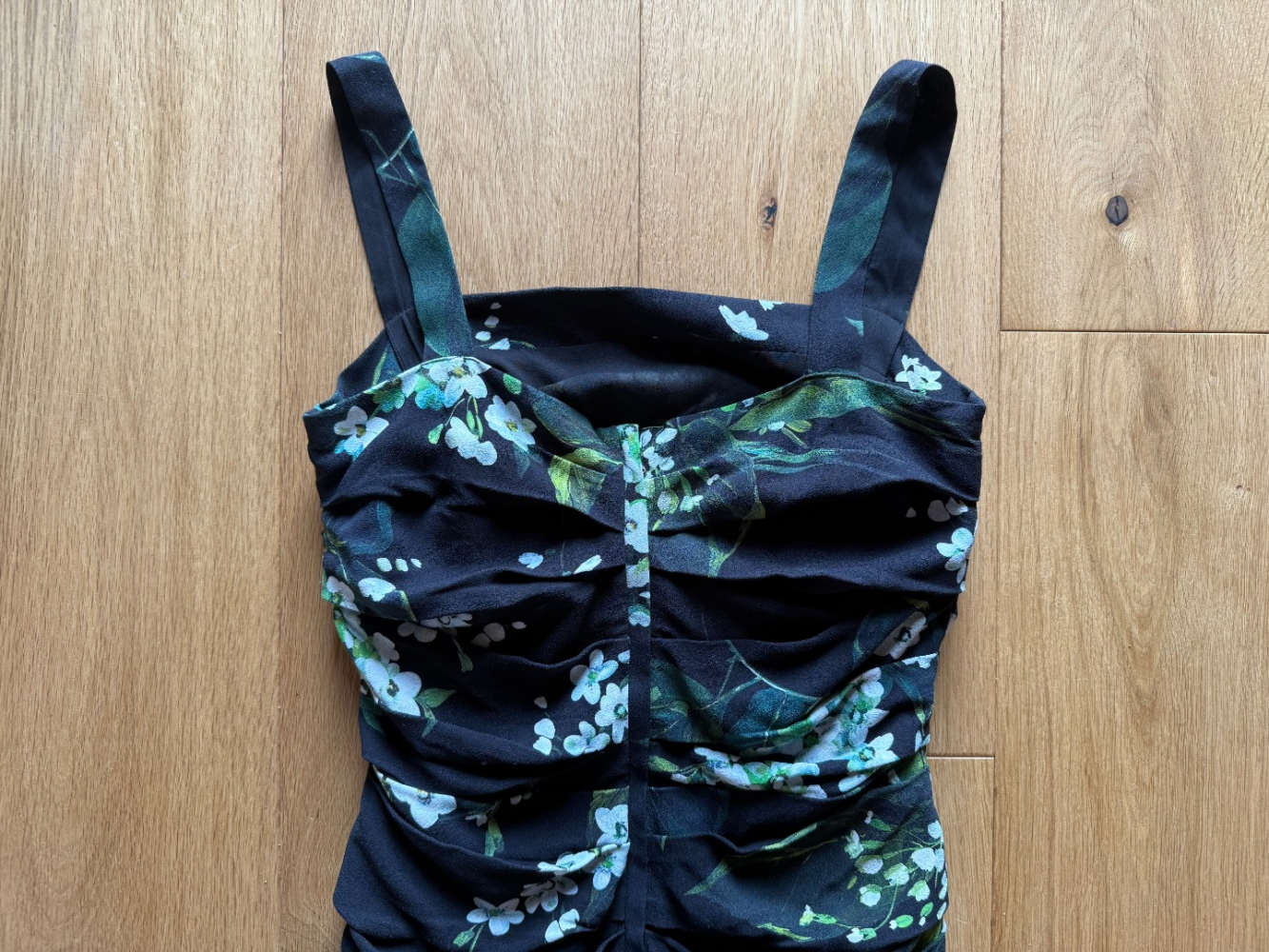 Dolce&Gabbana Robe froncée avec fleurs blanches