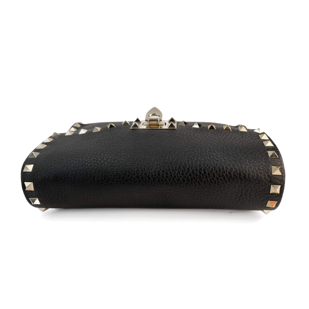 Valentino Rockstud Spike Small Calfskin Leather Flap Crossbody Black