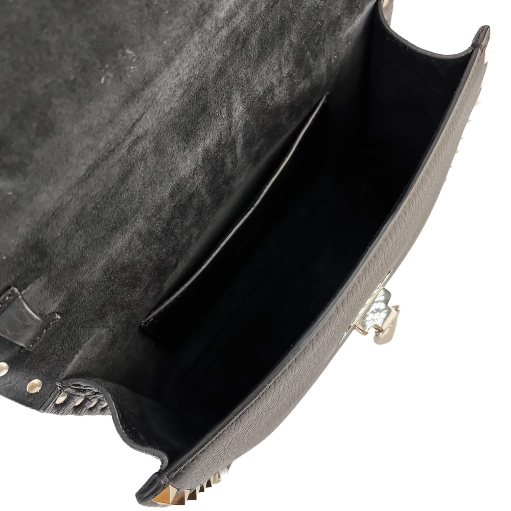 Valentino Rockstud Spike Small Calfskin Leather Flap Crossbody Black