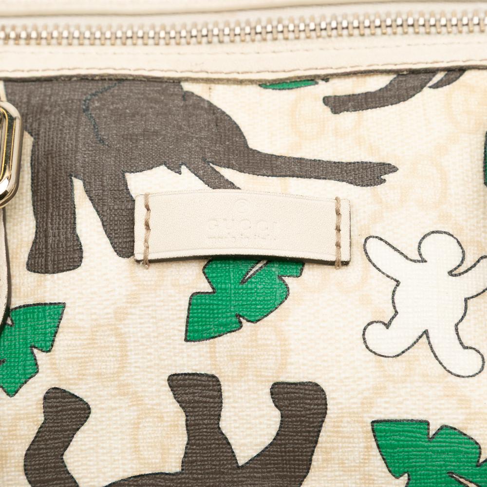 Gucci B Gucci Brown Beige Coated Canvas Fabric Limited Edition GG Supreme Joy Snowman In Africa Italy