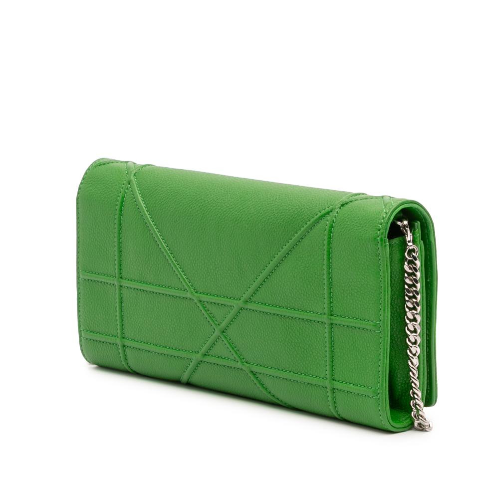 Christian Dior AB Dior Green Lime Calf Leather Grained skin Diorama Croisiere Wallet on Chain Italy