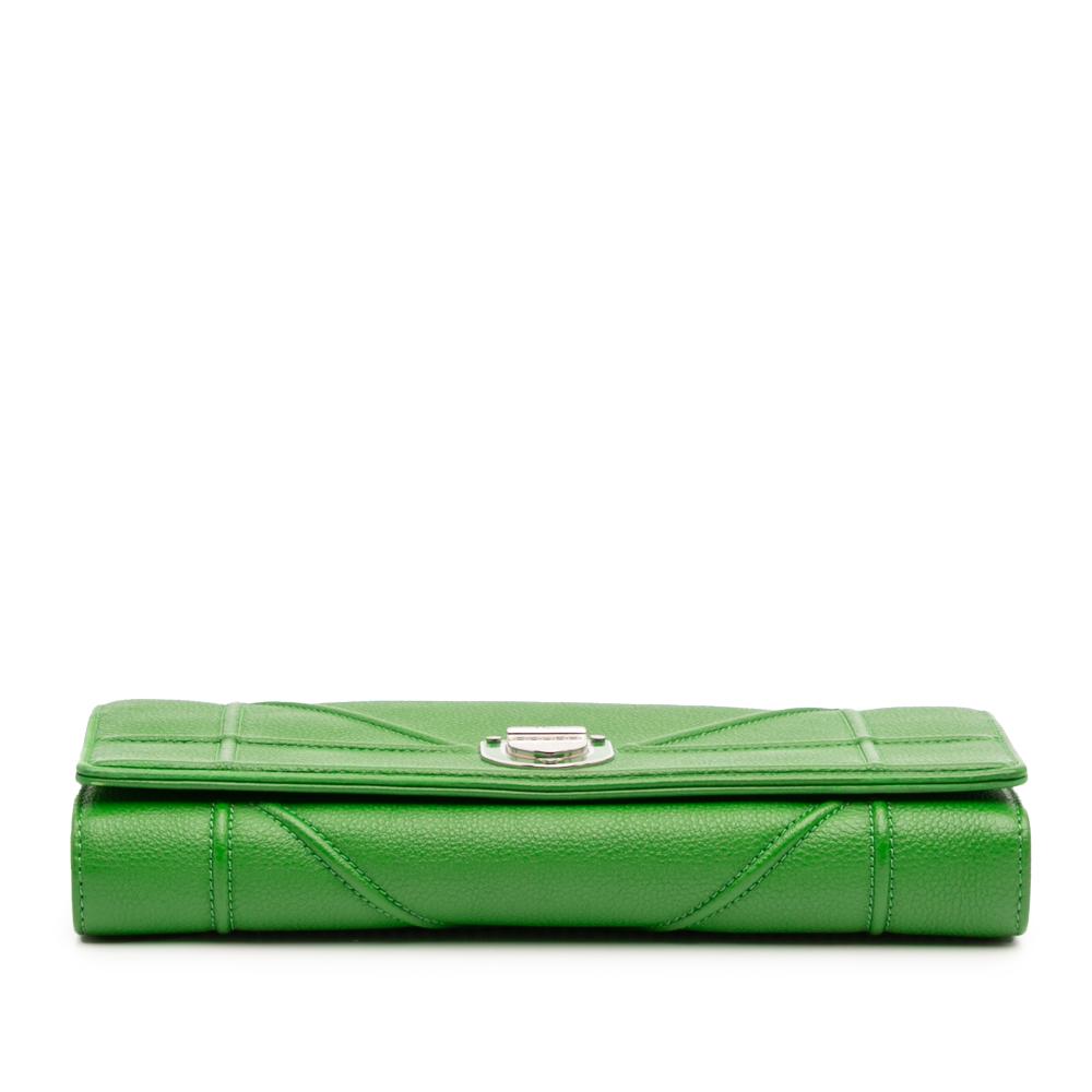 Christian Dior AB Dior Green Lime Calf Leather Grained skin Diorama Croisiere Wallet on Chain Italy
