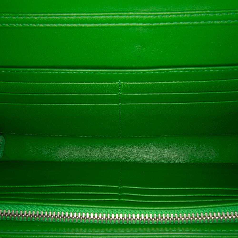 Christian Dior AB Dior Green Lime Calf Leather Grained skin Diorama Croisiere Wallet on Chain Italy