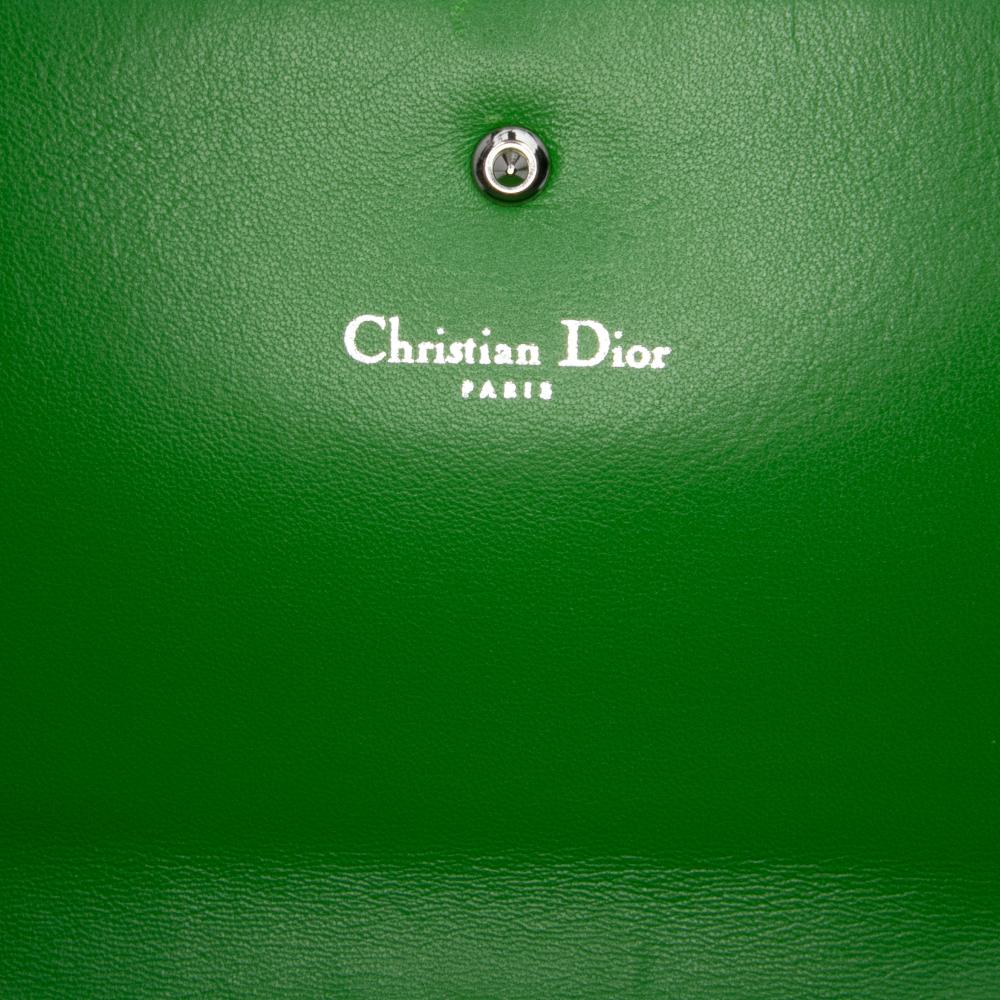 Christian Dior AB Dior Green Lime Calf Leather Grained skin Diorama Croisiere Wallet on Chain Italy