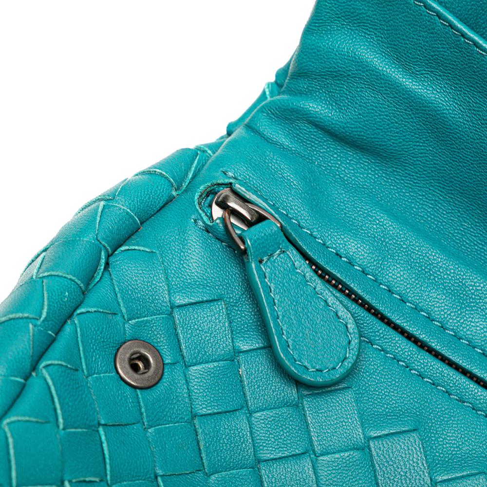 Bottega Veneta Blue Mini Nappa Intrecciato Expandable Chain Crossbody Italy