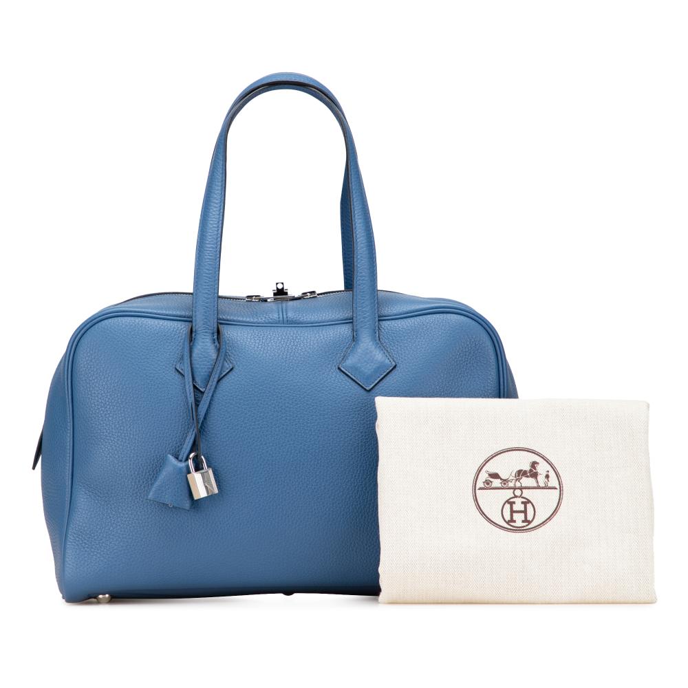 Hermès AB Hermès Blue Calf Leather Clemence Victoria II 35 France
