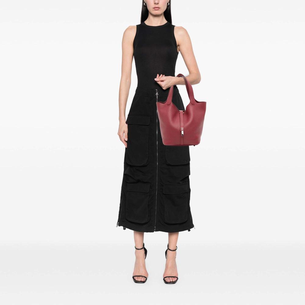 Hermès AB Hermès Red Burgundy Calf Leather Clemence Picotin Lock 22 France