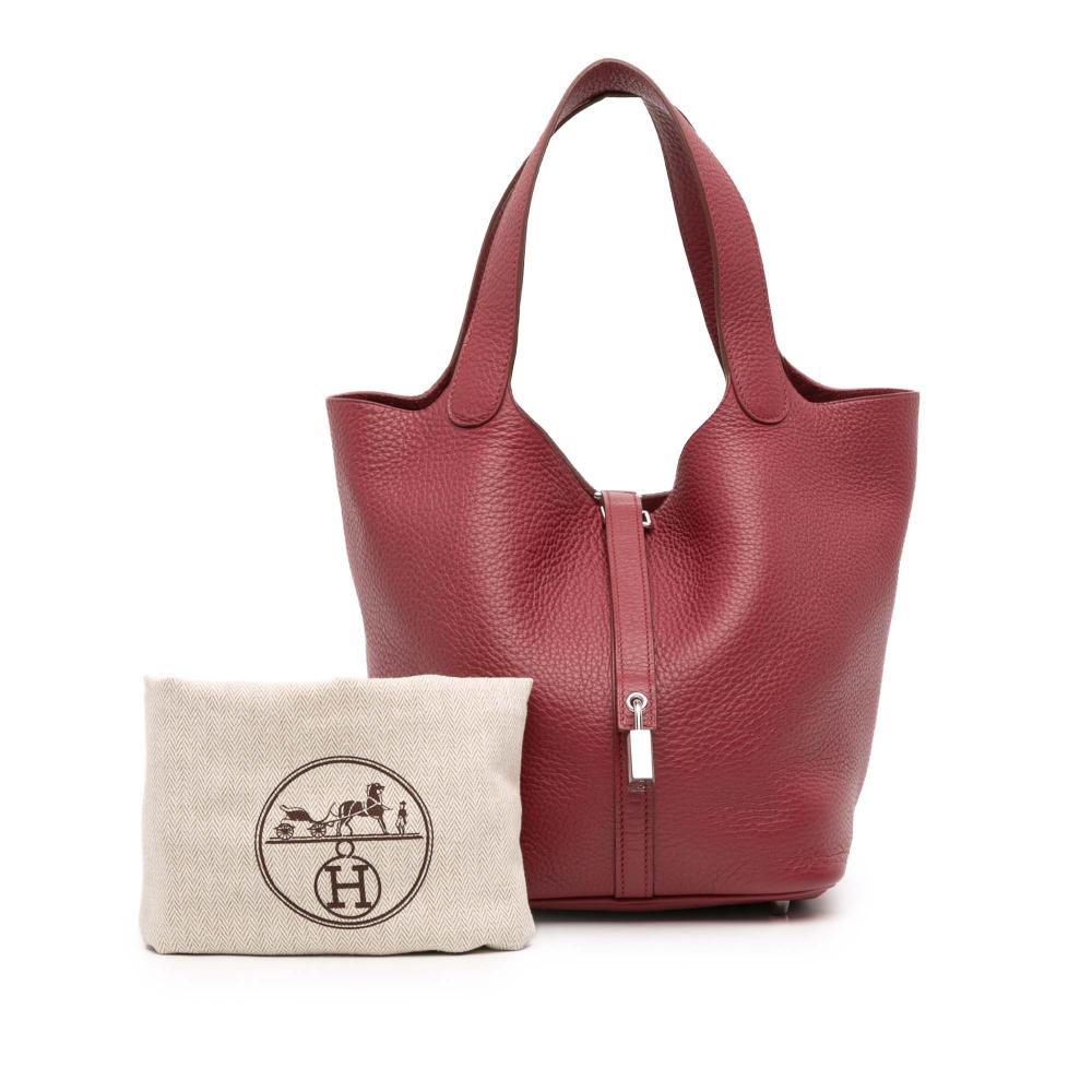 Hermès AB Hermès Red Burgundy Calf Leather Clemence Picotin Lock 22 France