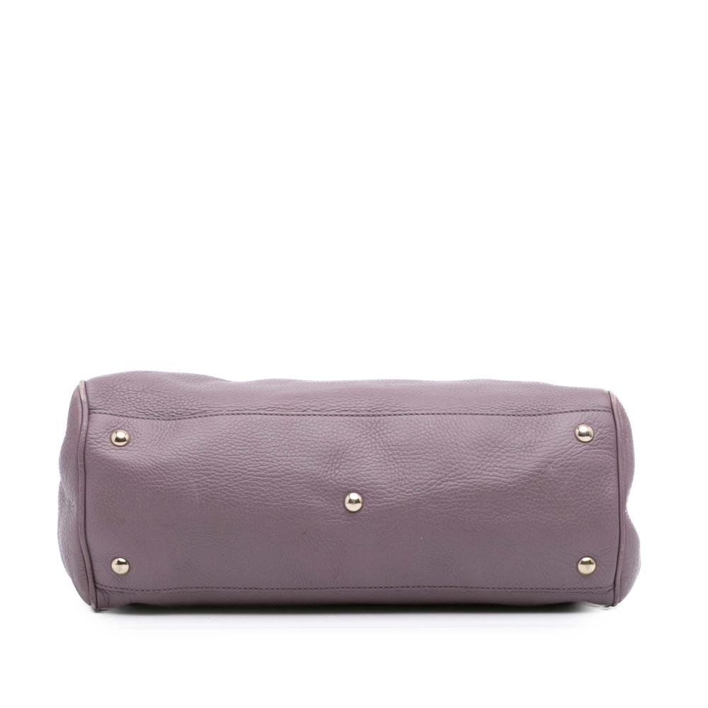 Gucci B Gucci Purple Lilac Calf Leather Medium skin Bamboo Shopper Satchel Italy