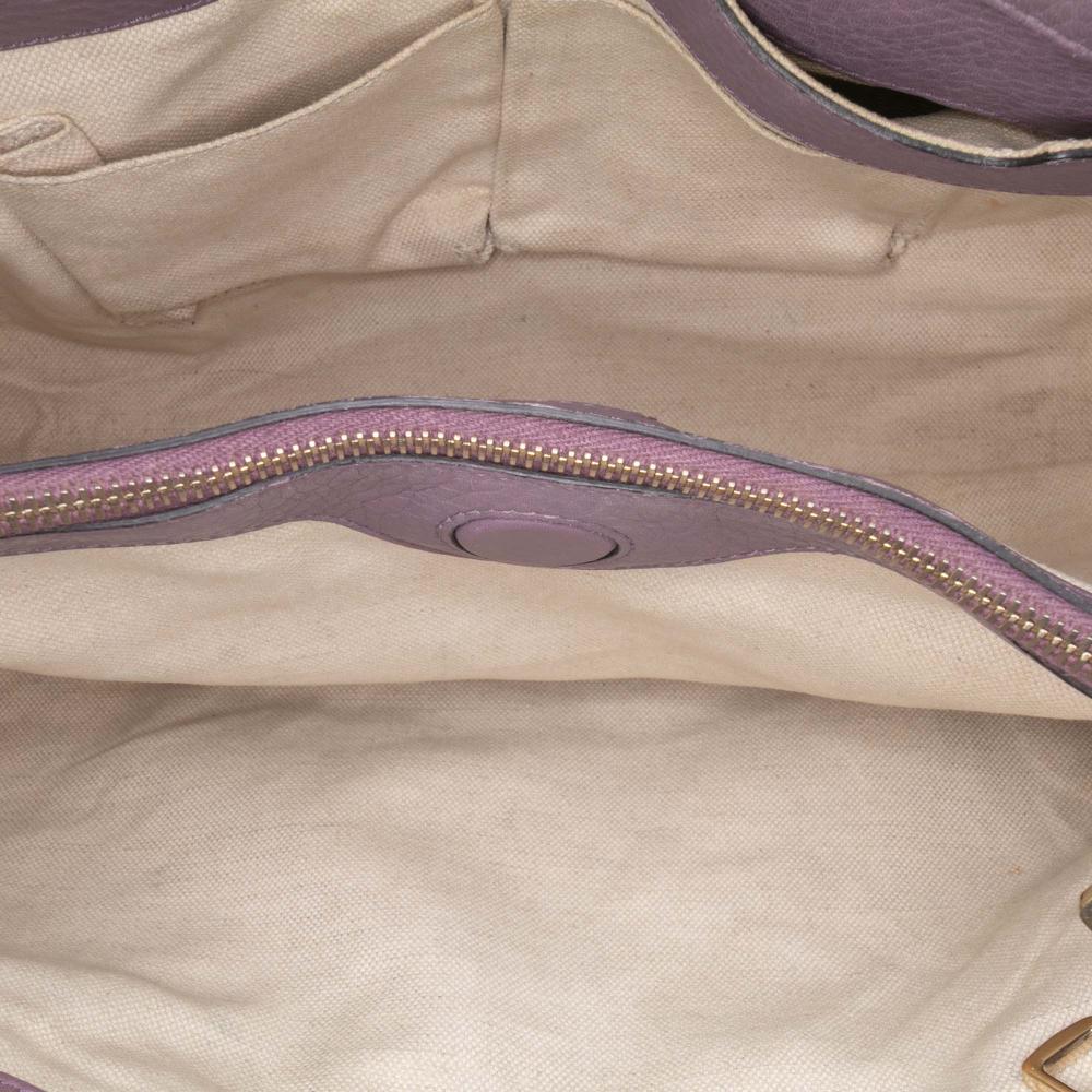 Gucci B Gucci Purple Lilac Calf Leather Medium skin Bamboo Shopper Satchel Italy