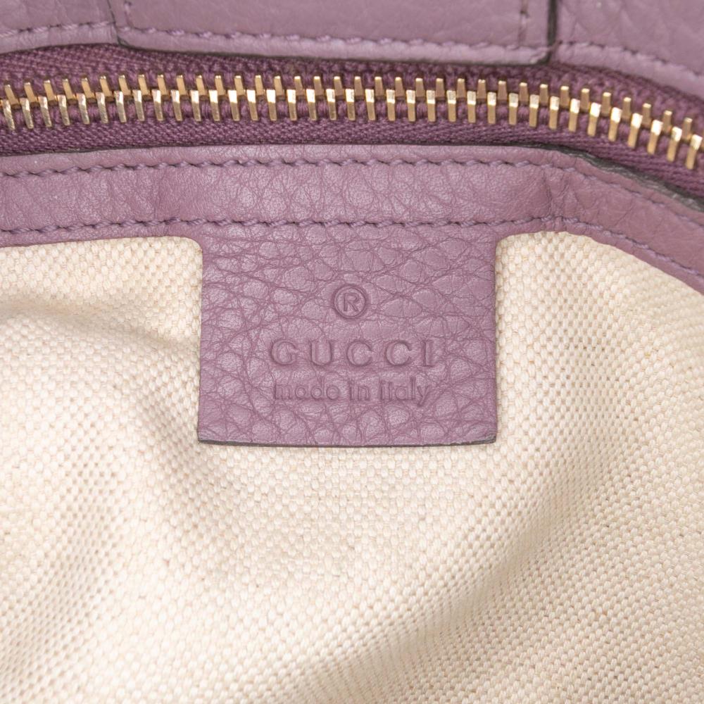 Gucci B Gucci Purple Lilac Calf Leather Medium skin Bamboo Shopper Satchel Italy