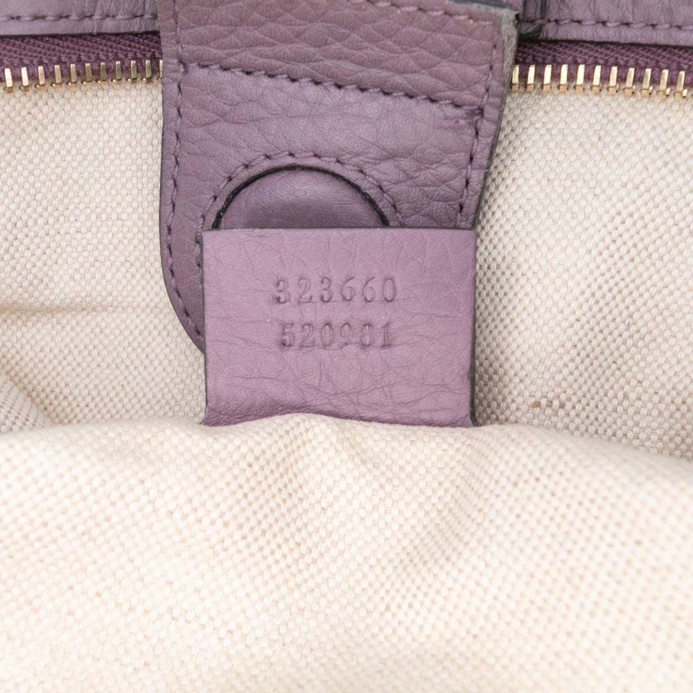 Gucci B Gucci Purple Lilac Calf Leather Medium skin Bamboo Shopper Satchel Italy