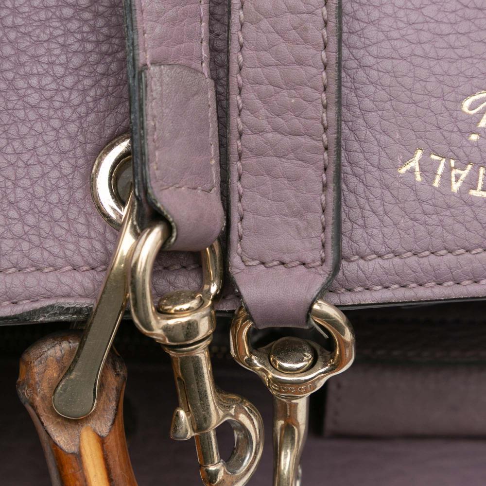 Gucci B Gucci Purple Lilac Calf Leather Medium skin Bamboo Shopper Satchel Italy