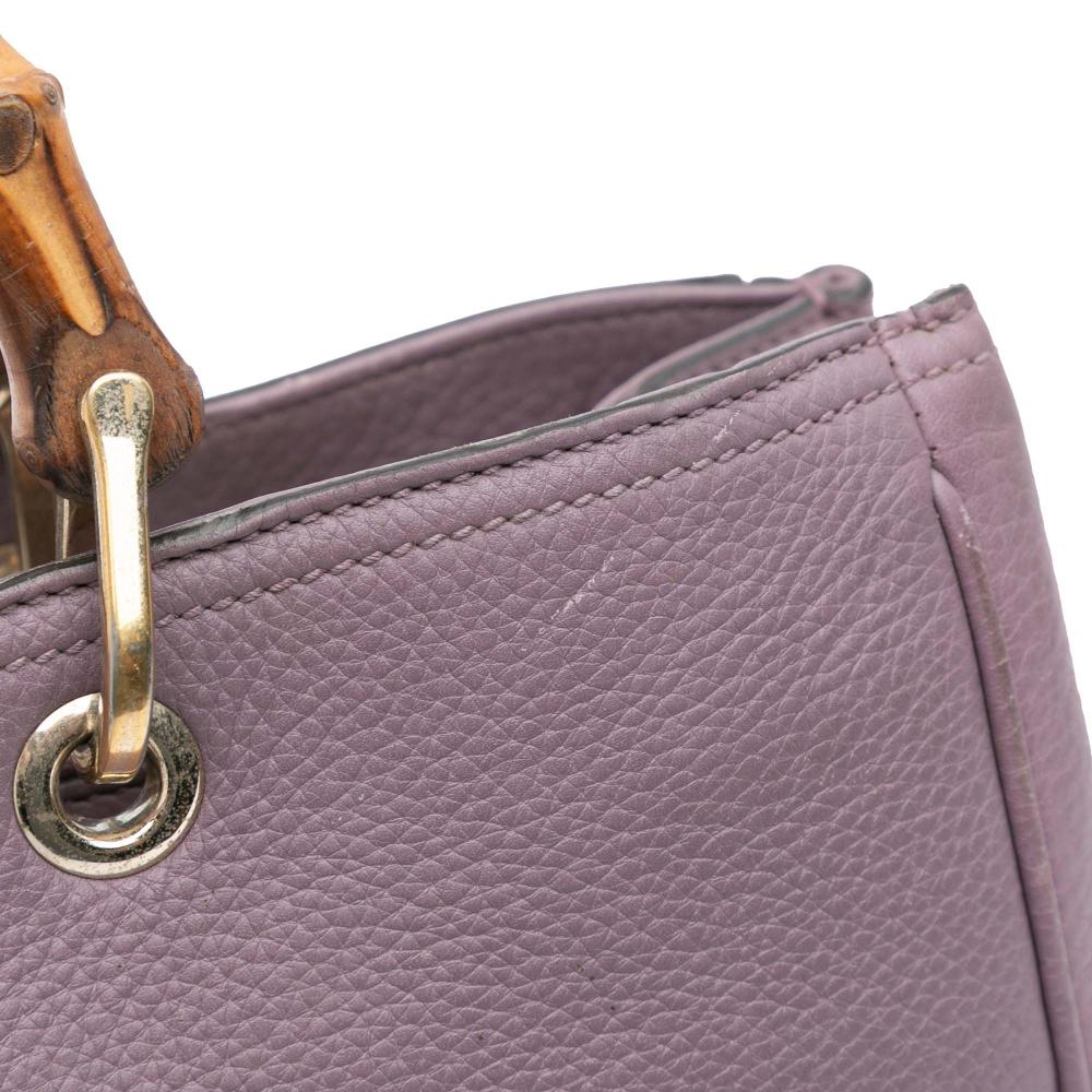 Gucci B Gucci Purple Lilac Calf Leather Medium skin Bamboo Shopper Satchel Italy