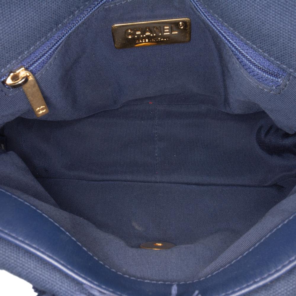 Chanel B Chanel Blue Canvas Fabric Medium and Cotton 19 Flap Italy