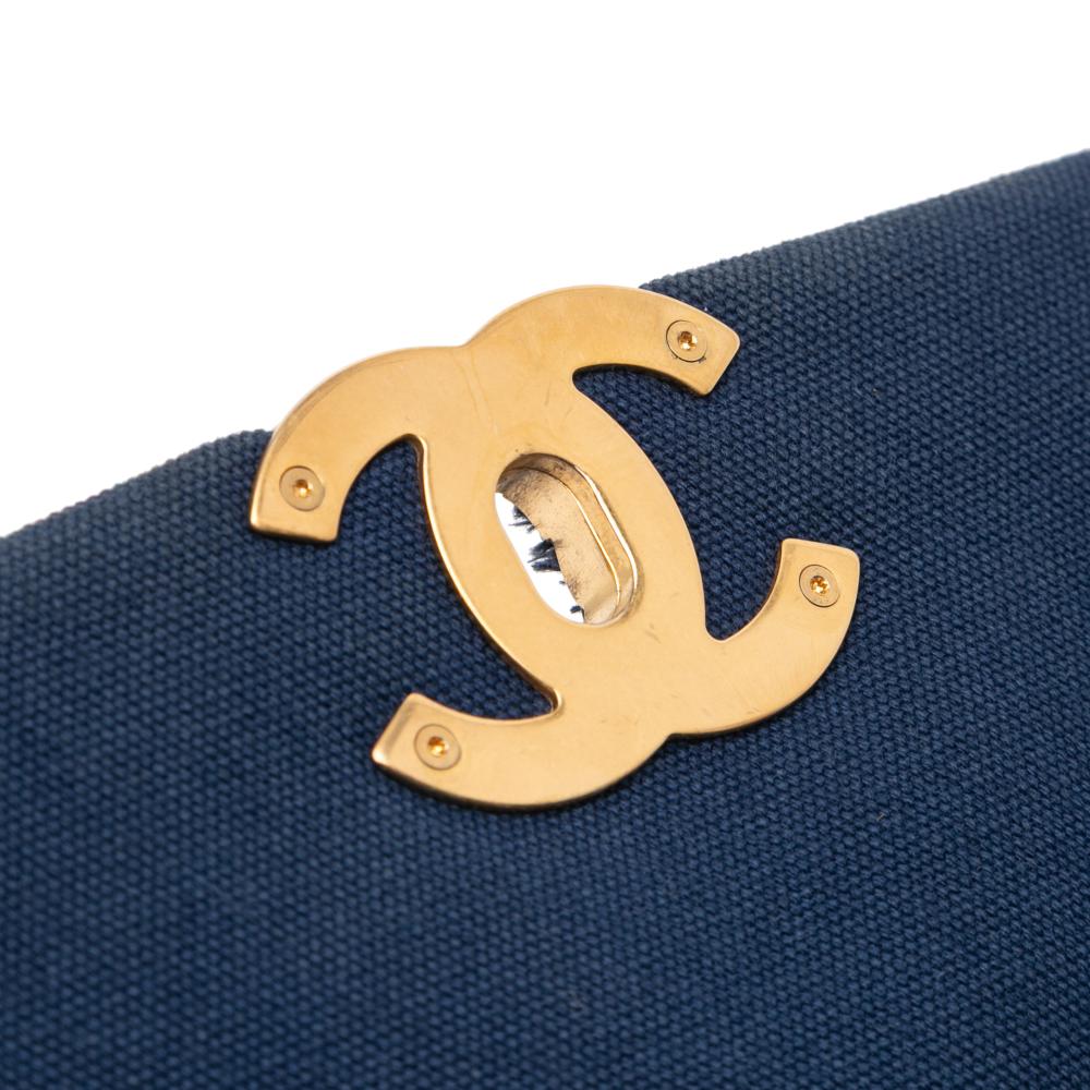 Chanel B Chanel Blue Canvas Fabric Medium and Cotton 19 Flap Italy