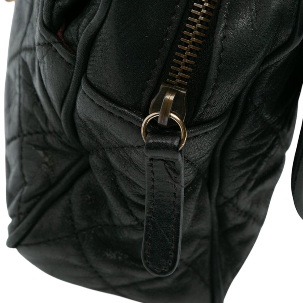 Chanel B Chanel Black Calf Leather Large Quilted Iridescent skin Shiva Flap Italy