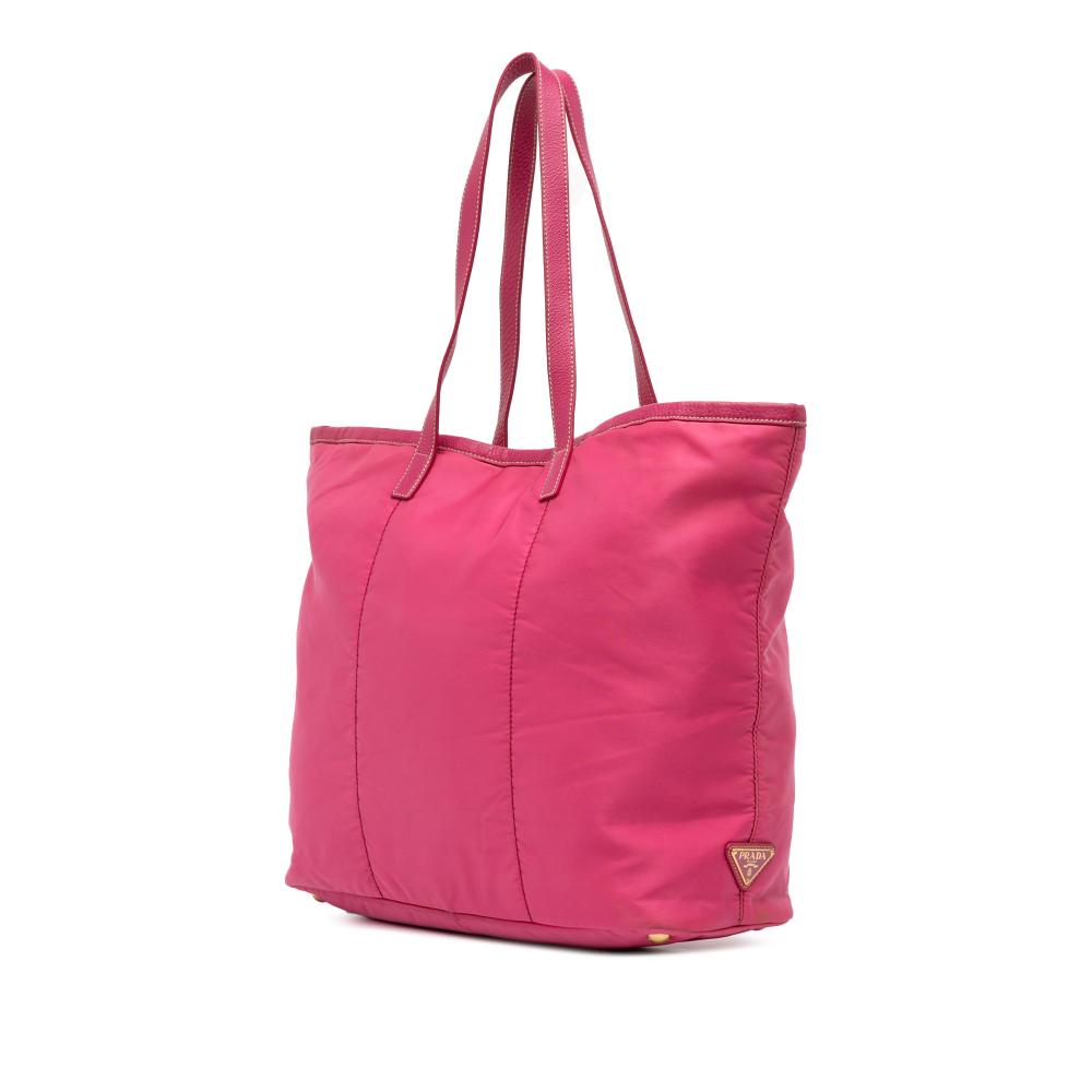 Prada B Prada Pink Nylon Fabric Tessuto Canapa Logo Tote Italy