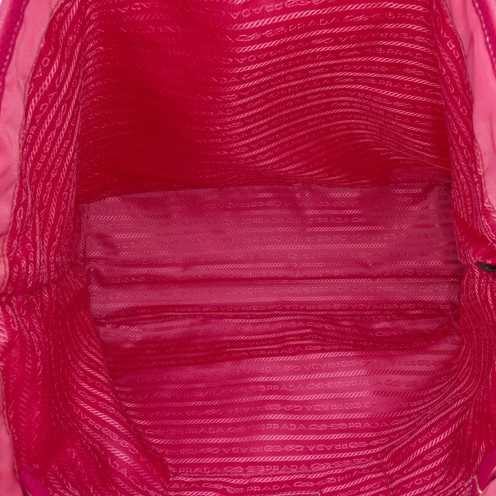 Prada B Prada Pink Nylon Fabric Tessuto Canapa Logo Tote Italy