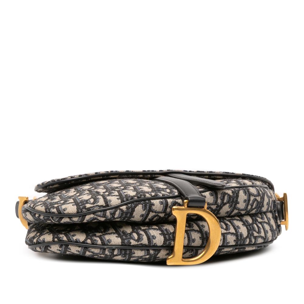 Christian Dior AB Dior Blue Canvas Fabric Oblique Saddle Bag Italy