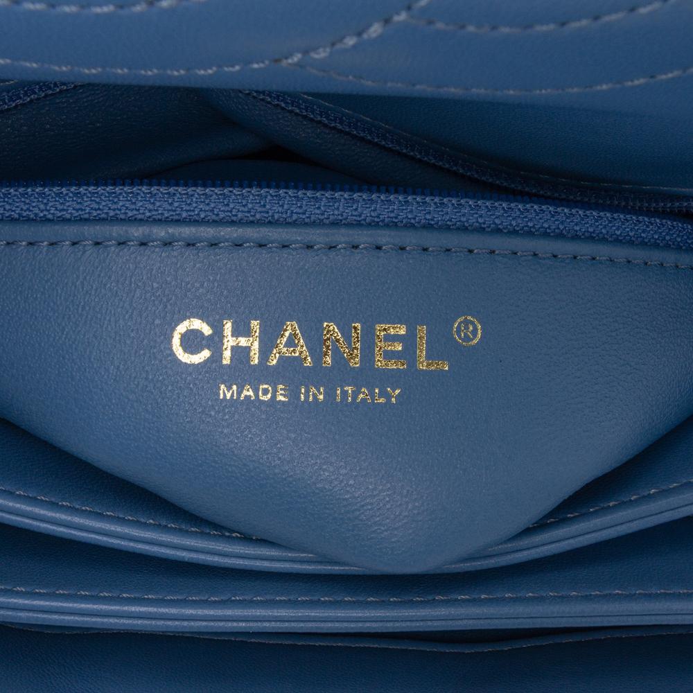 Chanel AB Chanel Blue Light Blue Lambskin Leather Leather Small Quilted Lambskin Trendy CC Flap Italy