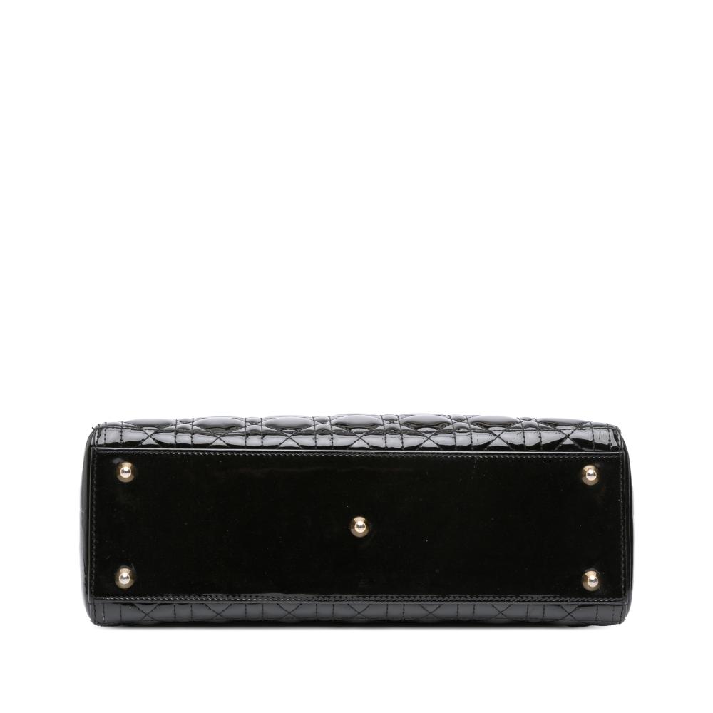 Christian Dior B Dior Black Patent Leather Leather Large Patent Cannage Lady Dior Italy