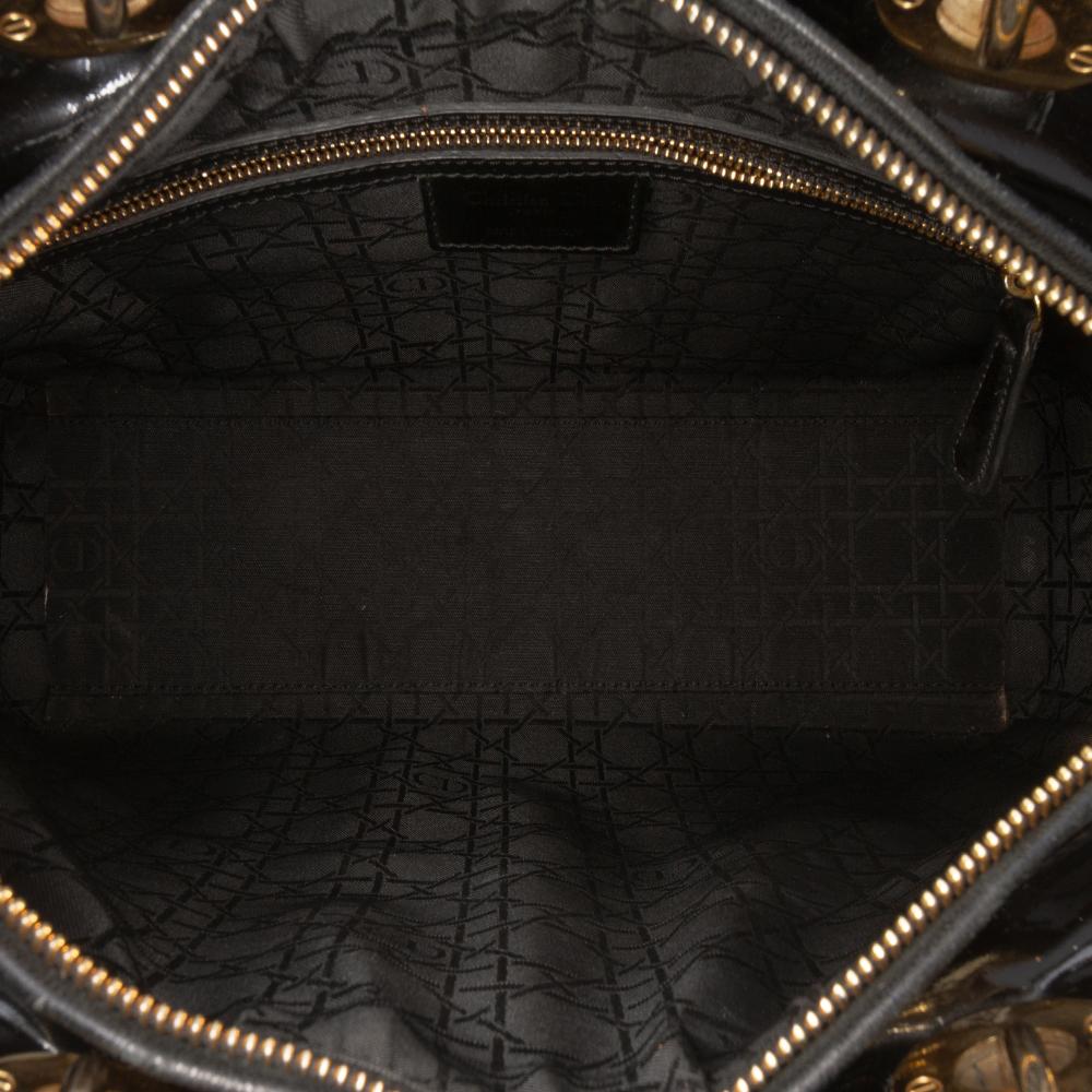 Christian Dior B Dior Black Patent Leather Leather Large Patent Cannage Lady Dior Italy