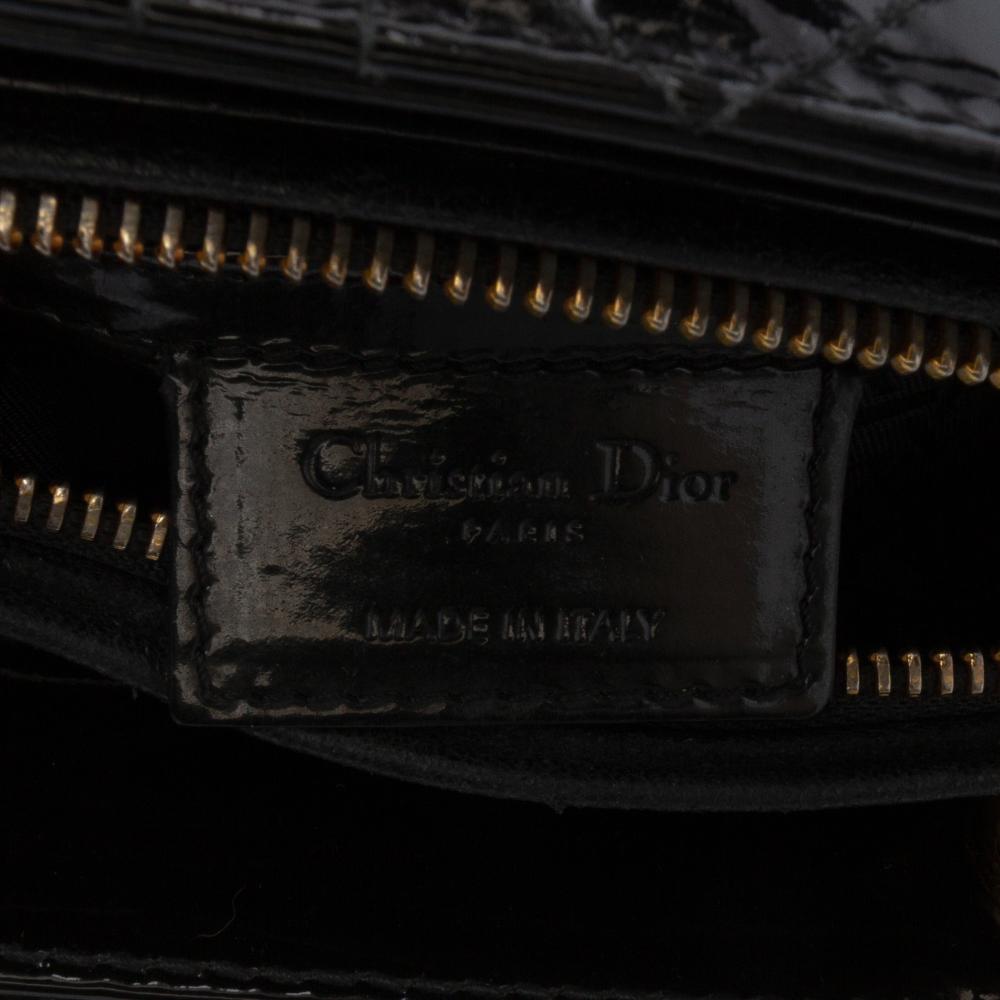 Christian Dior B Dior Black Patent Leather Leather Large Patent Cannage Lady Dior Italy
