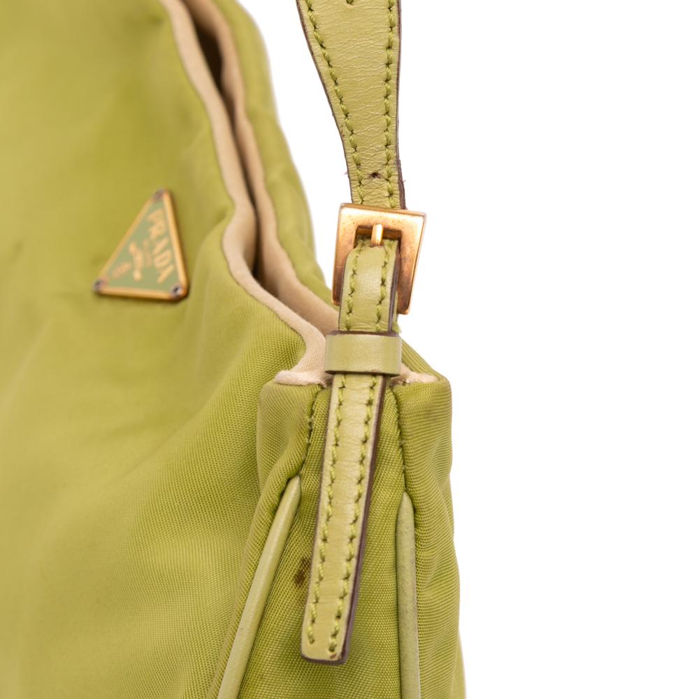 Prada B Prada Green Light Green Nylon Fabric Tessuto Chain Shoulder Bag Italy