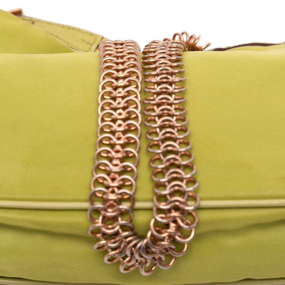 Prada B Prada Green Light Green Nylon Fabric Tessuto Chain Shoulder Bag Italy