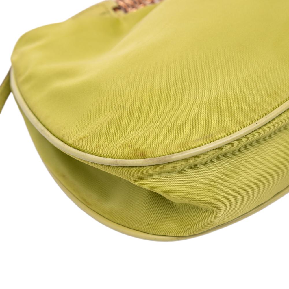 Prada B Prada Green Light Green Nylon Fabric Tessuto Chain Shoulder Bag Italy
