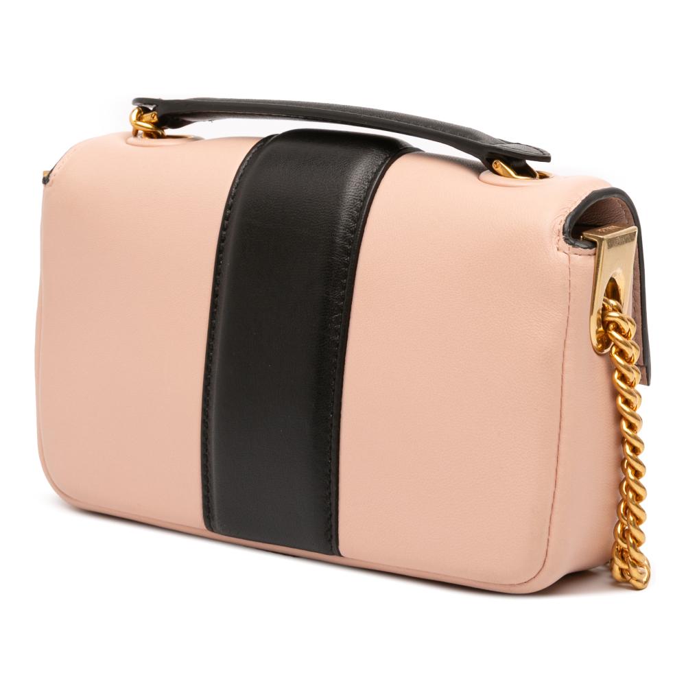 Fendi B Fendi Pink Nappa Leather Leather Mini Bicolor Nappa Apolo Chain Baguette Shoulder Bag Italy