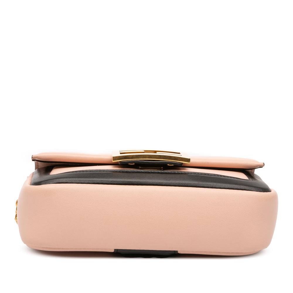 Fendi B Fendi Pink Nappa Leather Leather Mini Bicolor Nappa Apolo Chain Baguette Shoulder Bag Italy
