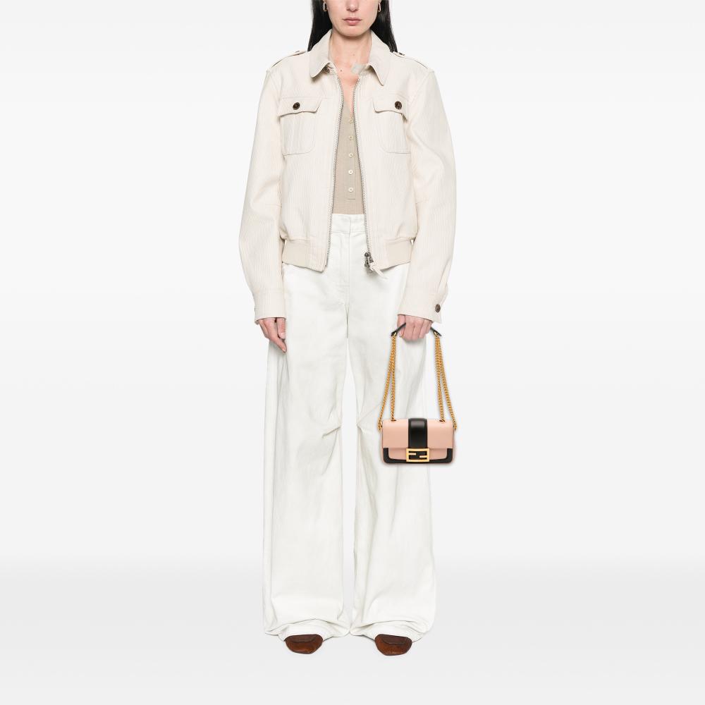 Fendi B Fendi Pink Nappa Leather Leather Mini Bicolor Nappa Apolo Chain Baguette Shoulder Bag Italy