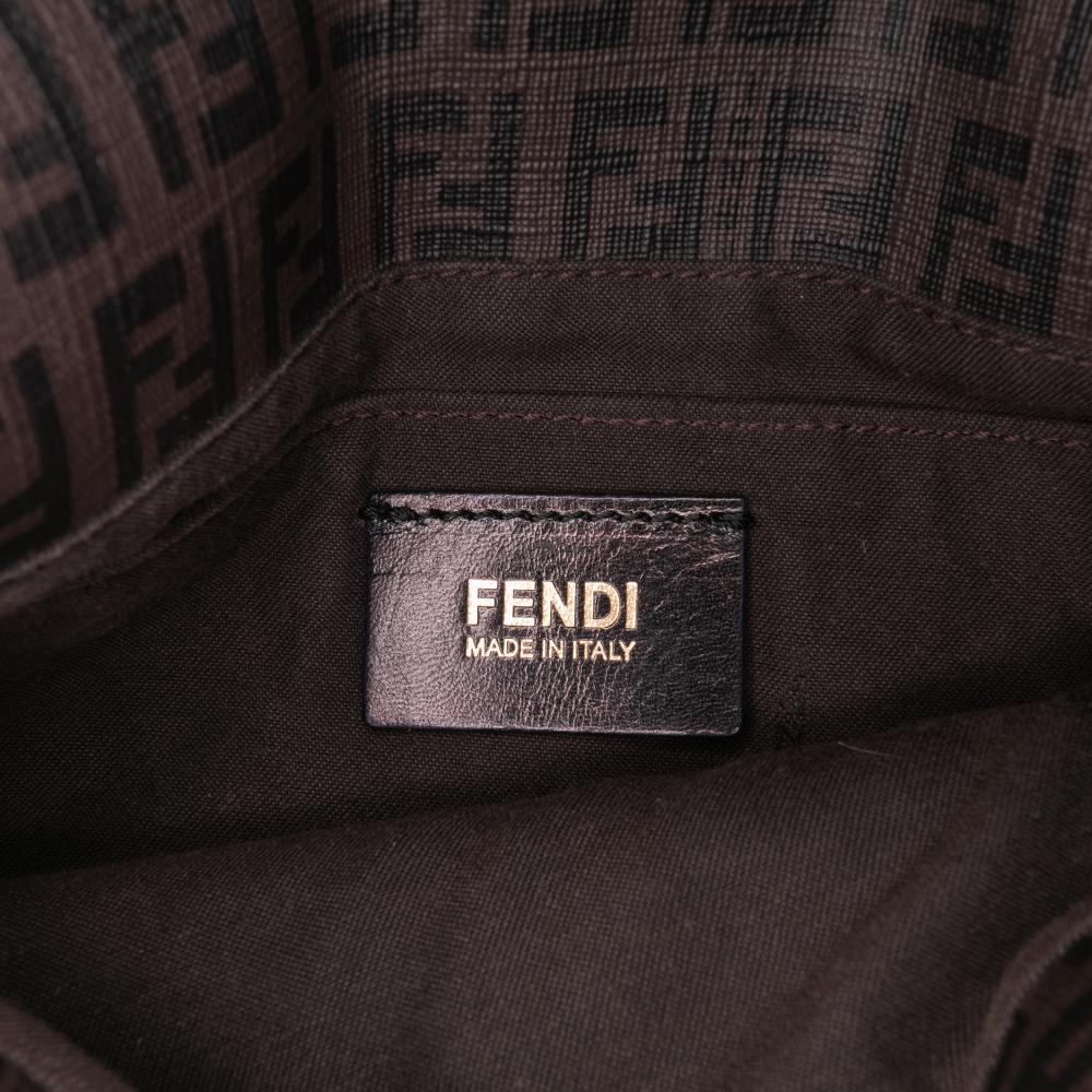 Fendi B Fendi Brown Coated Canvas Fabric Zucchino Spalmati Crossbody Italy