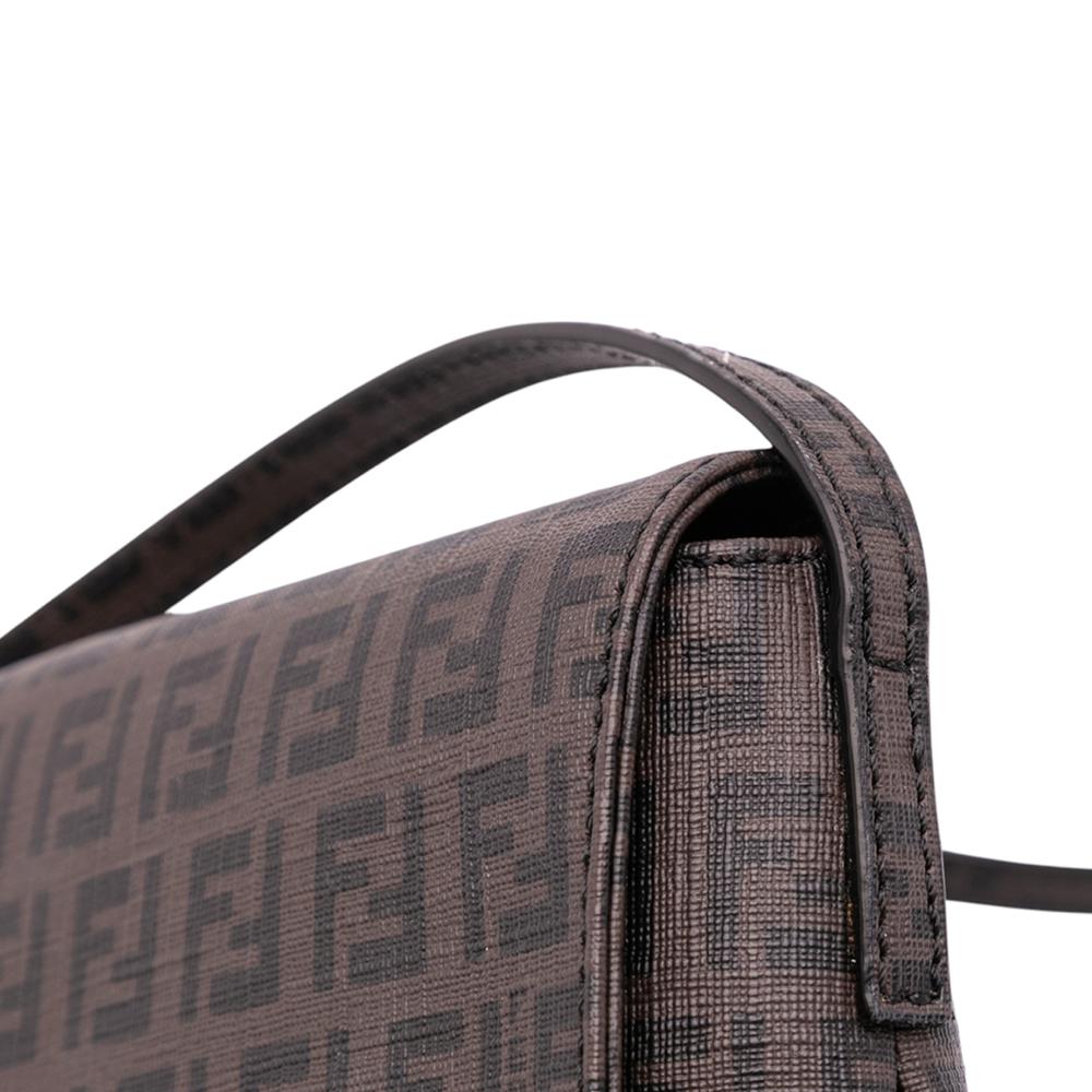Fendi B Fendi Brown Coated Canvas Fabric Zucchino Spalmati Crossbody Italy