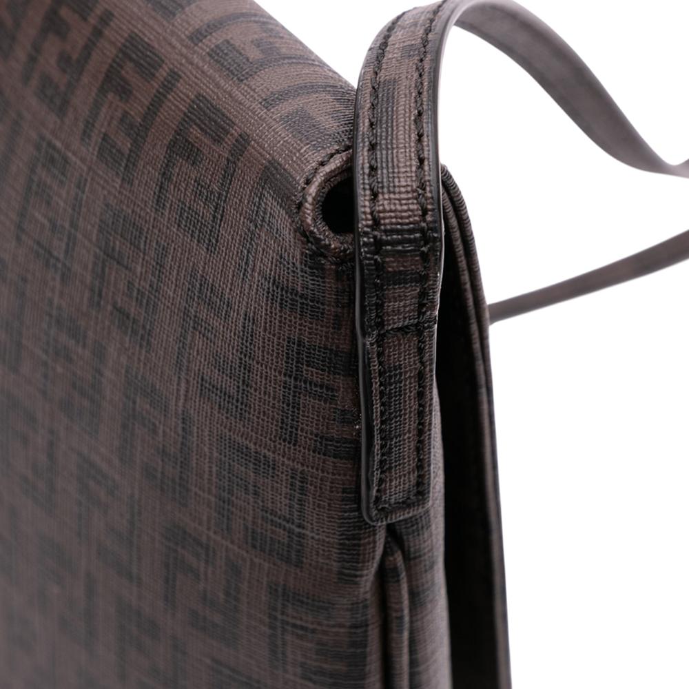 Fendi B Fendi Brown Coated Canvas Fabric Zucchino Spalmati Crossbody Italy