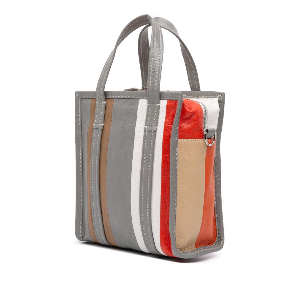 Balenciaga B Balenciaga Gray Lambskin Leather Leather XS Lambskin Bazar Shopper Satchel Italy